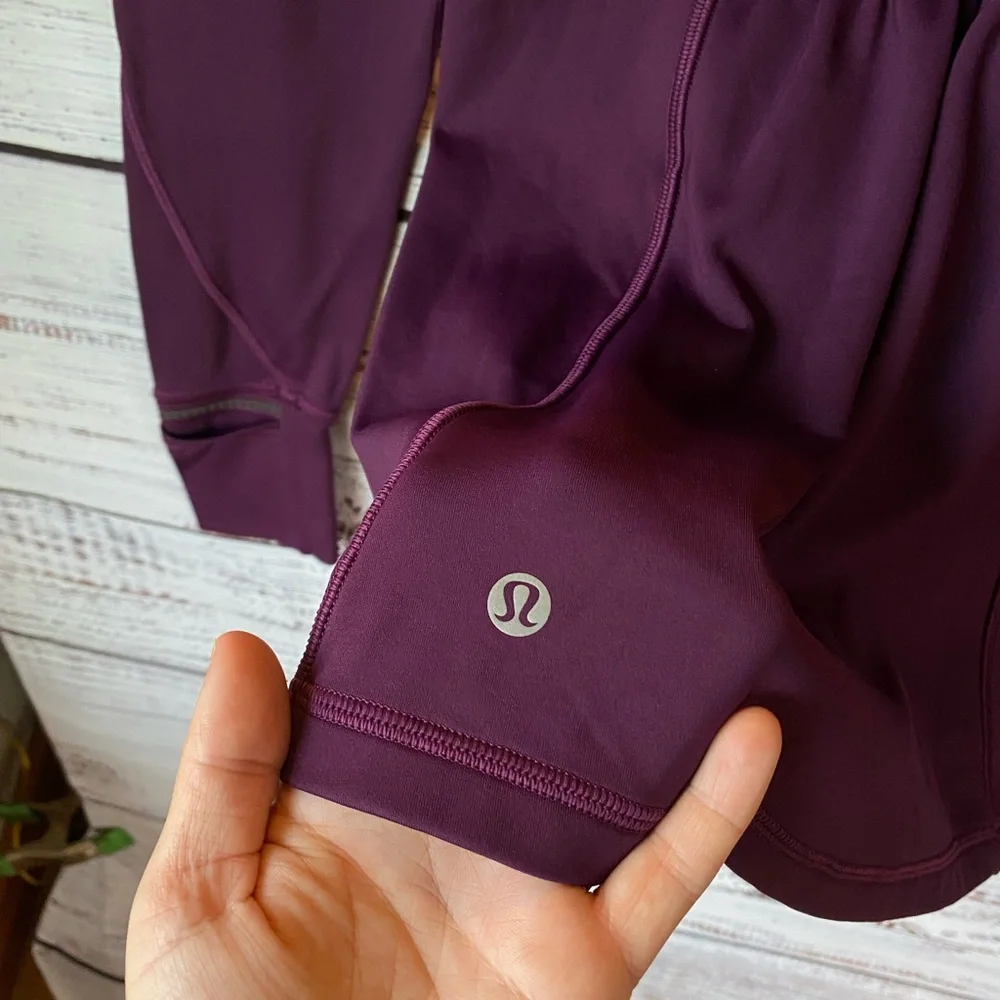 Lululemon First Mile 1/4 Zip‎ Darkest Magenta Purple Stretch Pullover size 8